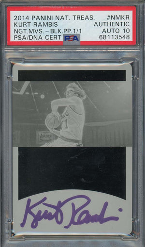 Kurt Rambis 2014 Panini National Treasures Signed Printing Card Auto PSA 10 1/1-Powers Sports Memorabilia