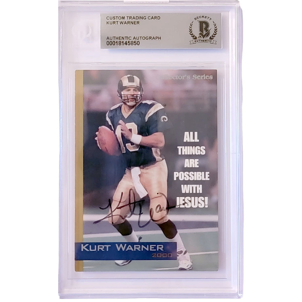 Kurt Warner Signed St. Louis Rams Card Beckett Encapsulated-Powers Sports Memorabilia