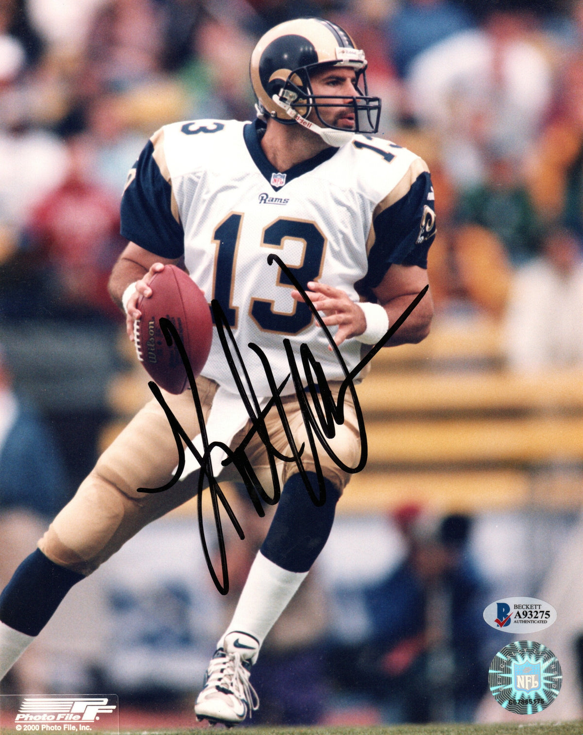 Kurt Warner Autographed St. Louis Rams 8x10 Photo Beckett Authenticated-Powers Sports Memorabilia