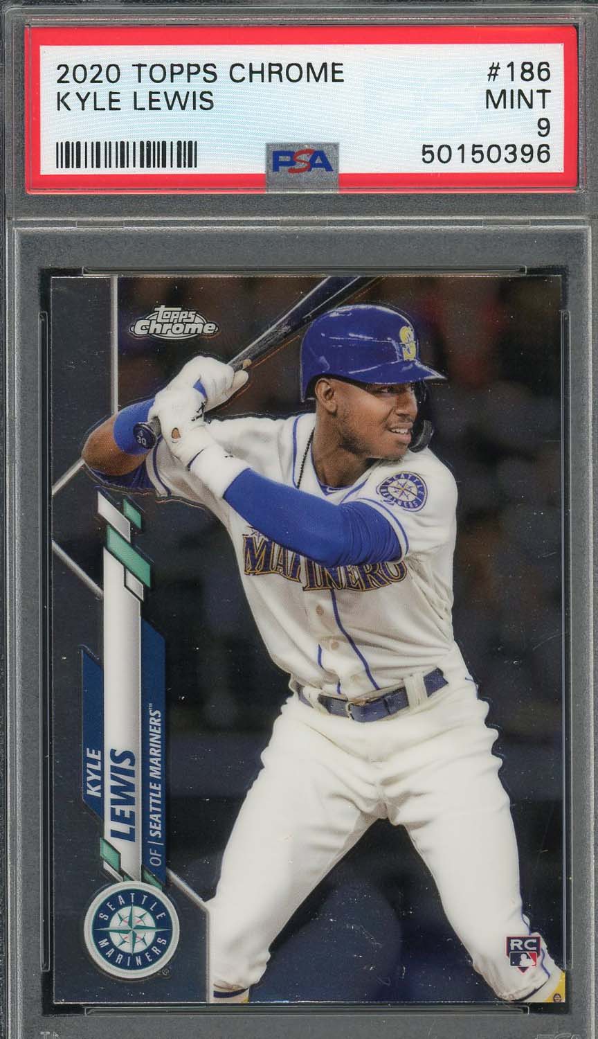 Kyle Lewis 2020 Topps Chrome Baseball Rookie Card RC #186 Graded PSA 9-Powers Sports Memorabilia