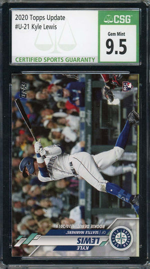 Kyle Lewis 2020 Topps Update Baseball Rookie Card #U-21 Graded CSG 9.5-Powers Sports Memorabilia