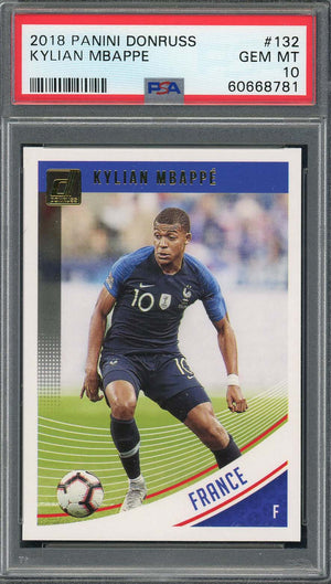Kylian Mbappe 2018 Panini Donruss Soccer Rookie Card RC Card #132 Graded PSA 10-Powers Sports Memorabilia