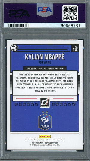 Kylian Mbappe 2018 Panini Donruss Soccer Rookie Card RC Card #132 Graded PSA 10-Powers Sports Memorabilia