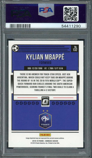 Kylian Mbappe 2018 Panini Donruss Optic Soccer Card #132 Graded PSA 9-Powers Sports Memorabilia