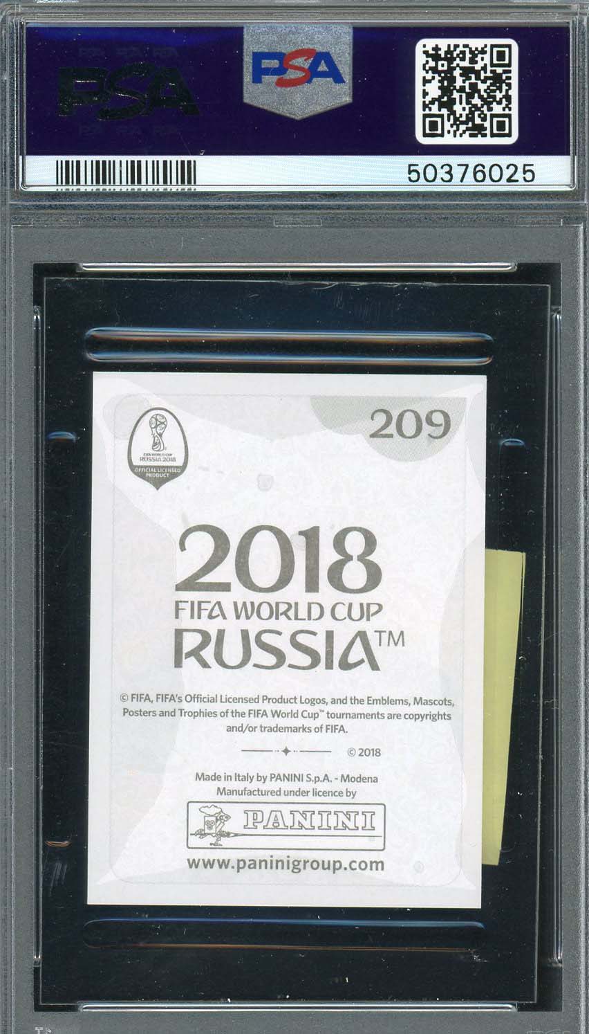 Kylian Mbappe 2018 Panini World Cup Rookie Stickers Italy Card #209 PSA 9-Powers Sports Memorabilia