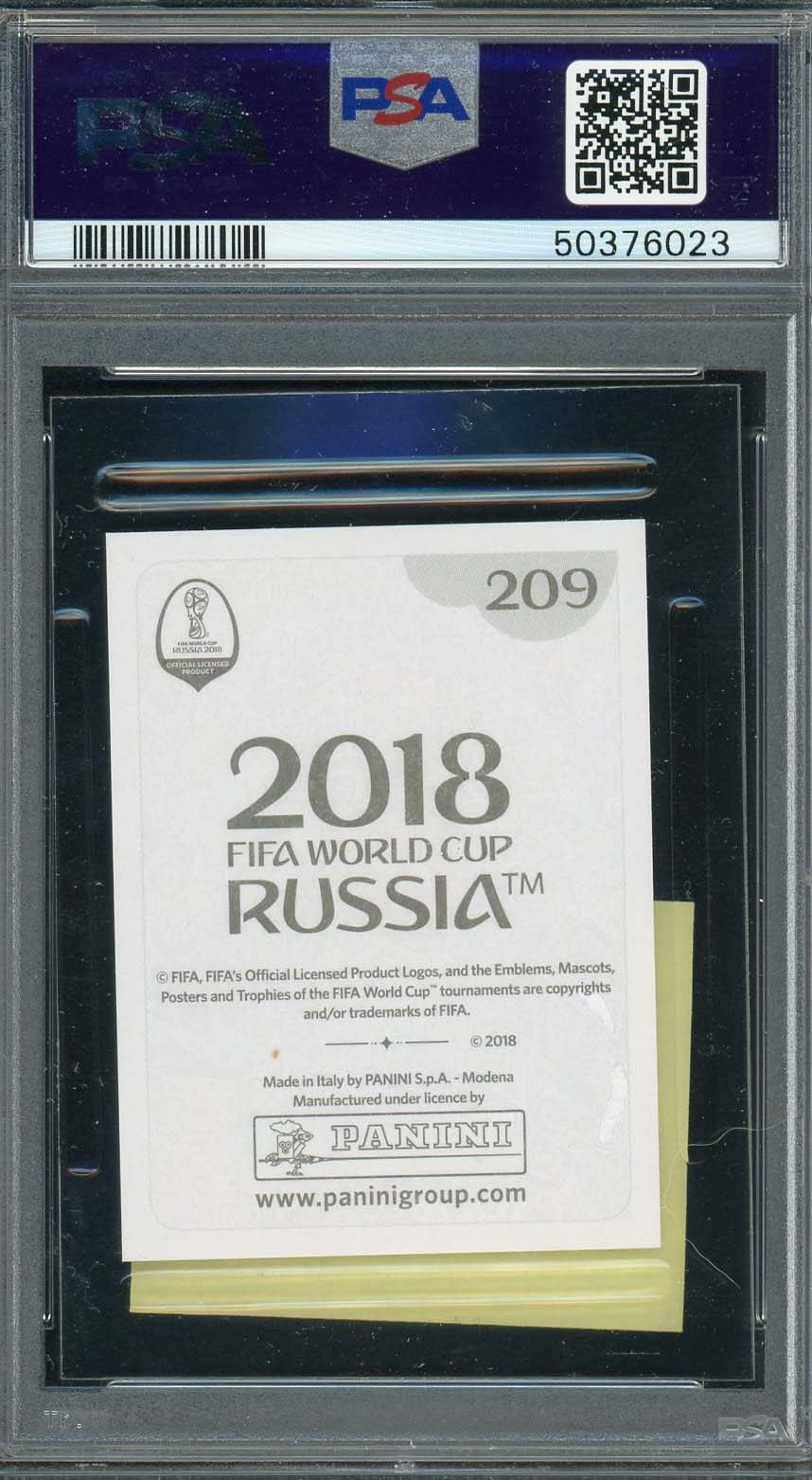 Kylian Mbappe 2018 Panini World Cup Rookie Stickers Black Back Card #209 PSA 10-Powers Sports Memorabilia