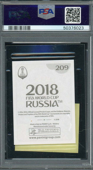 Kylian Mbappe 2018 Panini World Cup Rookie Stickers Black Back Card #209 PSA 10-Powers Sports Memorabilia