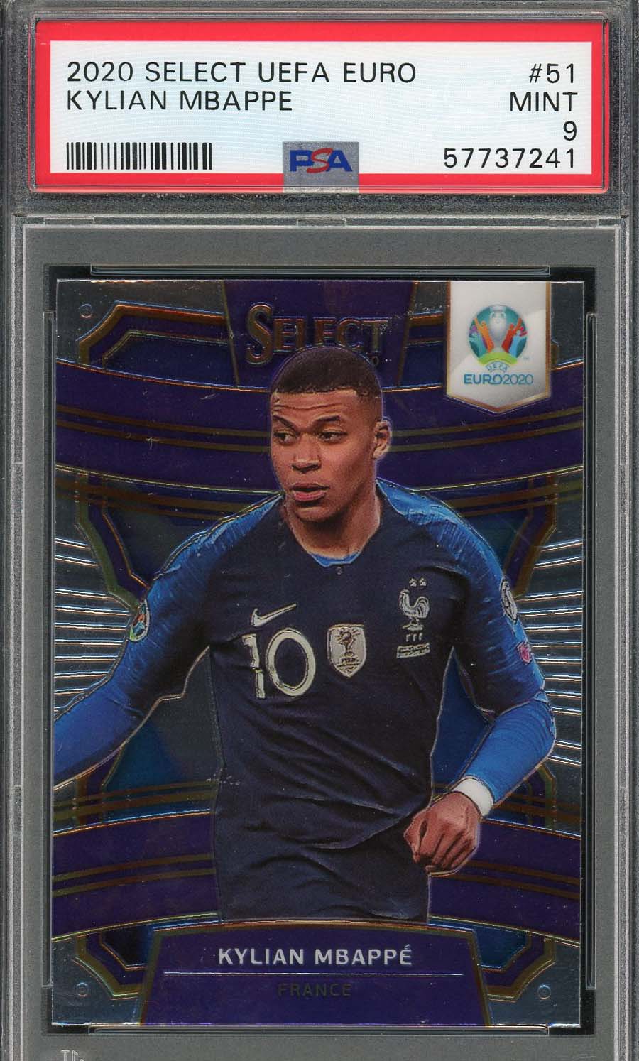 Kylian Mbappe 2020 Panini Select UEFA Euro Soccer Card #51 Graded PSA 9-Powers Sports Memorabilia