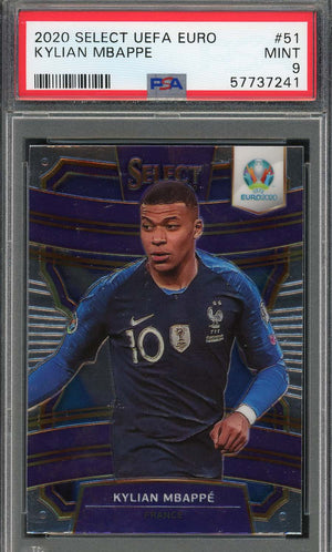 Kylian Mbappe 2020 Panini Select UEFA Euro Soccer Card #51 Graded PSA 9-Powers Sports Memorabilia