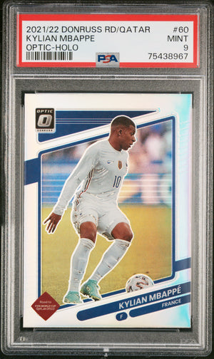 Kylian Mbappe 2021 Panini Donruss Optic Holo World Cup Soccer Card #60 PSA 9-Powers Sports Memorabilia