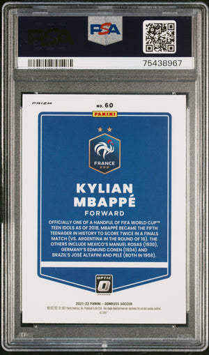 Kylian Mbappe 2021 Panini Donruss Optic Holo World Cup Soccer Card #60 PSA 9-Powers Sports Memorabilia