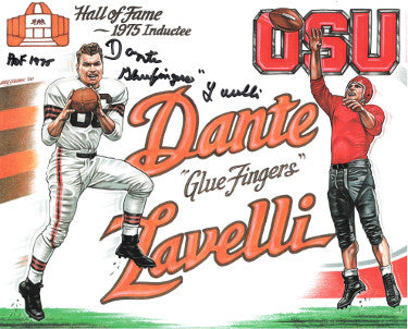 Dante Lavelli Autographed Ohio State Buckeyes/Cleveland Browns 8x10 Photo dual Gluefingers/HOF 1975 (artist collage/black sig)-Powers Sports Memorabilia