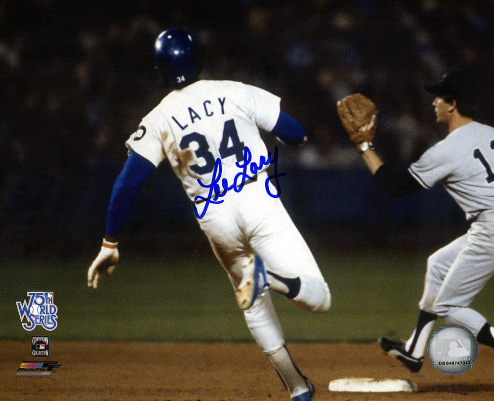 Lee Lacy Autographed Los Angeles Dodgers World Series Base Running 8x10 Photo-Powers Sports Memorabilia