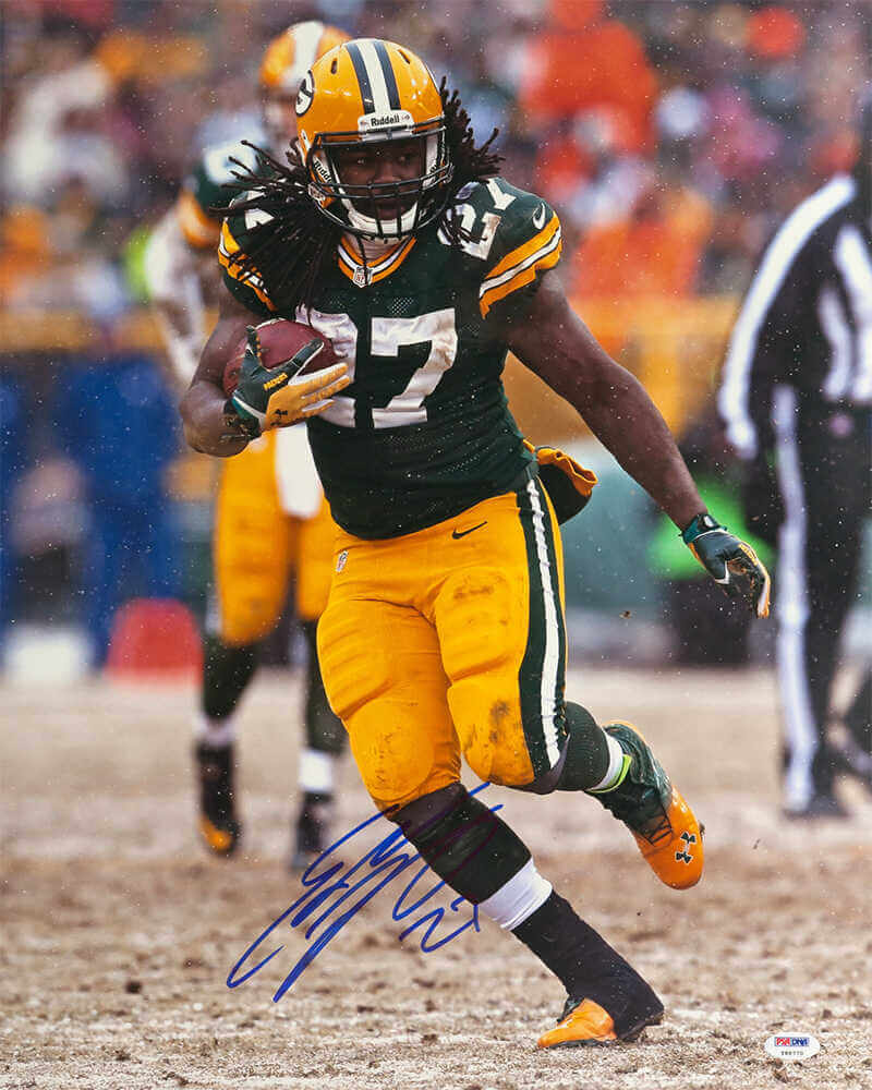 Eddie Lacy Autographed GB Packers Running With Ball Action 16×20 Photo  (PSA)-Powers Sports Memorabilia