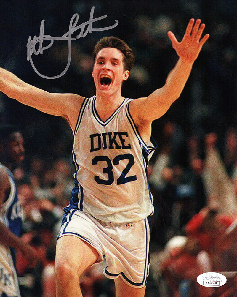 Christian Laettner Autographed Duke The Shot Celebration Arms Raised 8x10-Powers Sports Memorabilia