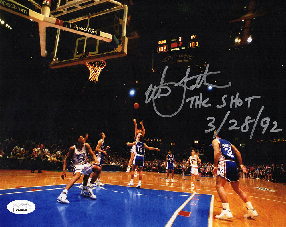 Christian Laettner Autographed Duke The Shot Image 8x10 Photo with The Shot 3-28-92 - (JSA)-Powers Sports Memorabilia