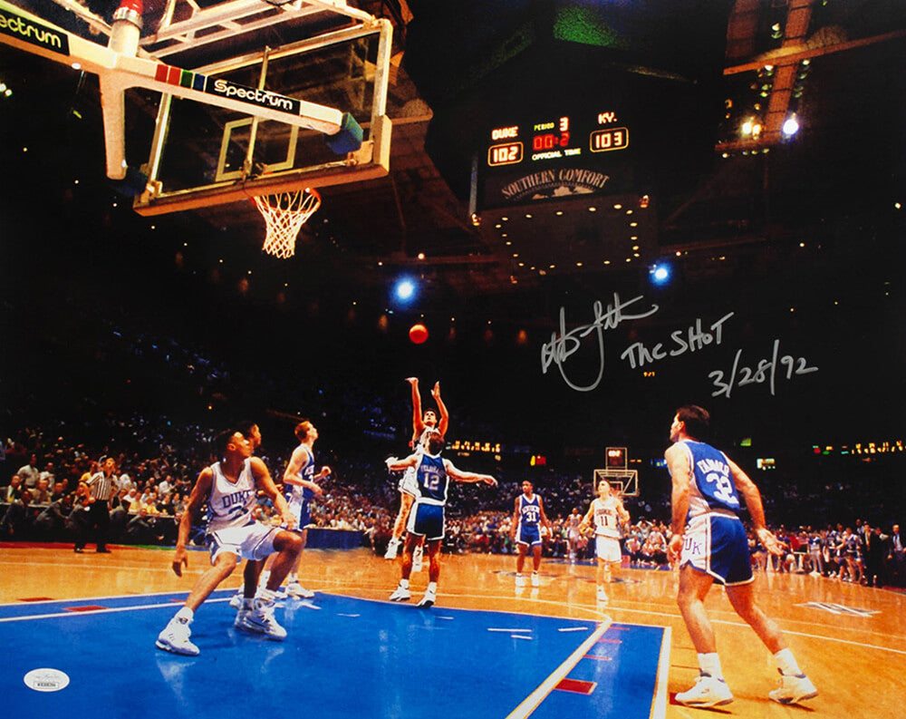 Christian Laettner Autographed Duke The Shot Image 16x20 Photo with The Shot 3-28-92 - (JSA)-Powers Sports Memorabilia