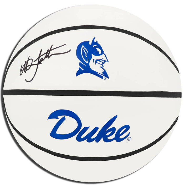 Christian Laettner Autographed Duke Blue Devils Rawlings White Logo Basketball-Powers Sports Memorabilia