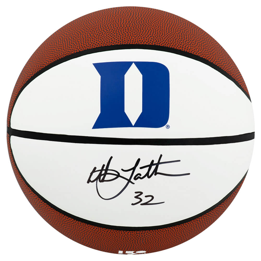 Christian Laettner Autographed Duke Blue Devils Logo Brands White Logo Basketball-Powers Sports Memorabilia
