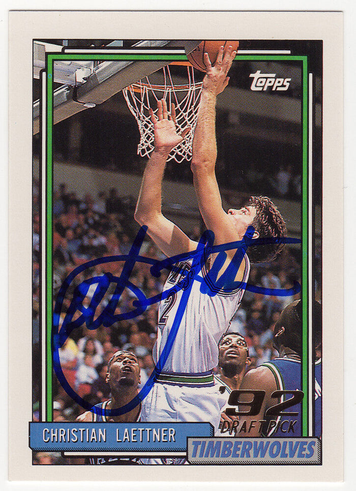Christian Laettner Autographed Minnesota Timberwolves 1992-93 Topps Rookie Basketball Card #334-Powers Sports Memorabilia