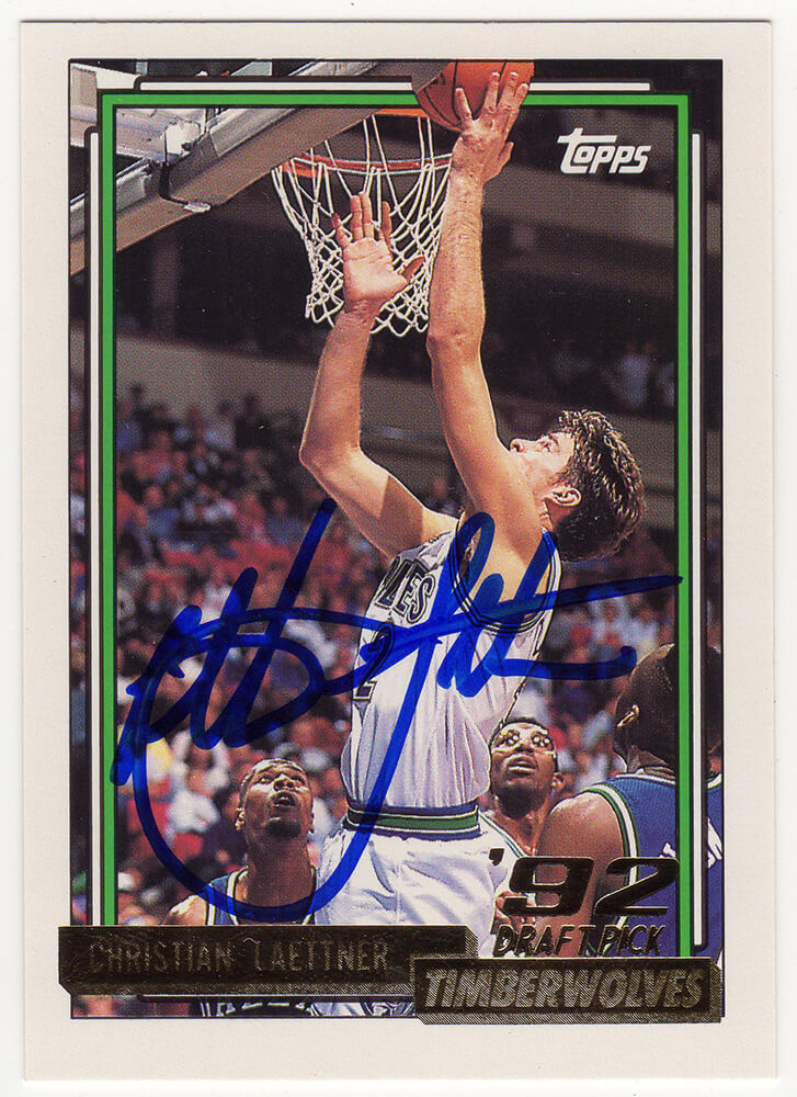 Christian Laettner Minnesota Timberwolves Autographed 1992 93 Topps Rookie-Powers Sports Memorabilia