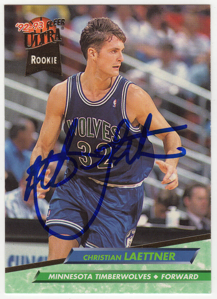Christian Laettner Autographed Minnesota Timberwolves 1992-93 Fleer Ultra Rookie Basketball Card #304-Powers Sports Memorabilia