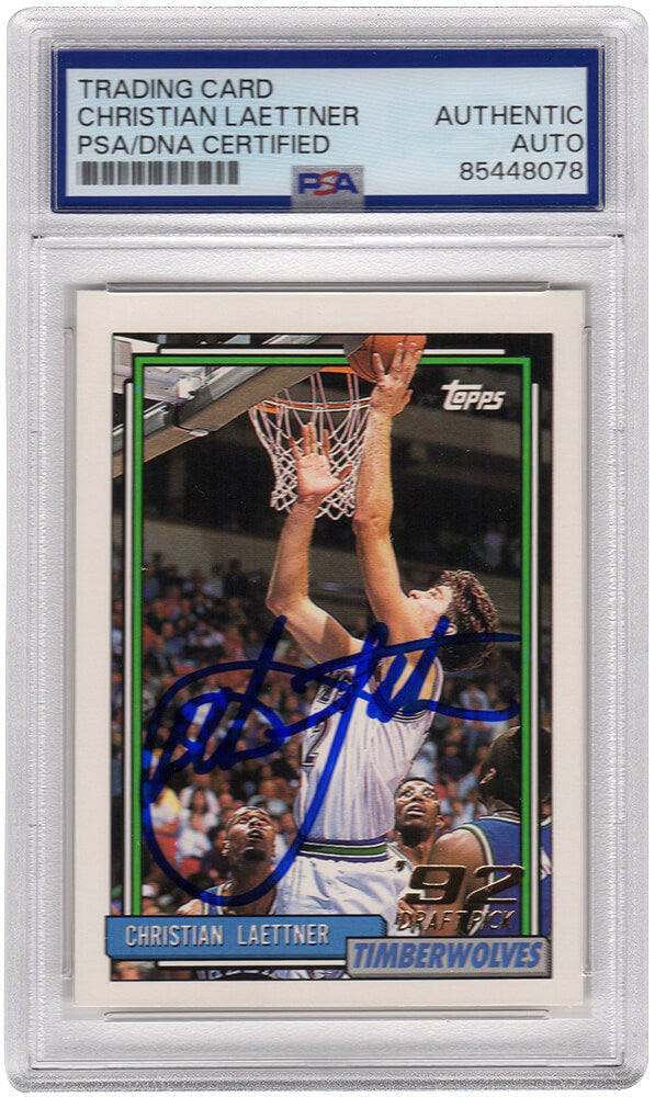 Christian Laettner Autographed Timberwolves 1992-93 Topps Rookie Basketball Card #334 - (PSA Encapsulated)-Powers Sports Memorabilia