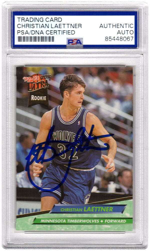Christian Laettner Autographed Timberwolves 1992-93 Fleer Ultra Rookie Basketball Card #304 - (PSA Encapsulated)-Powers Sports Memorabilia