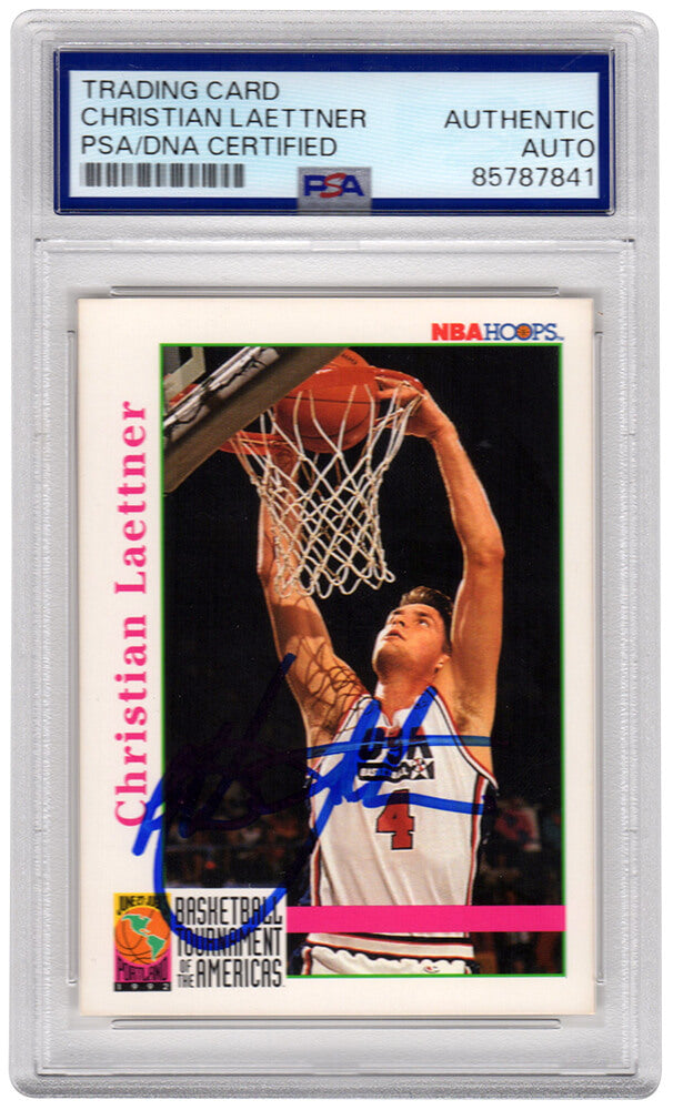 Christian Laettner Autographed Team USA Olympics 1992 NBA Hoops Basketball Trading Card #342 - (PSA Encapsulated)-Powers Sports Memorabilia