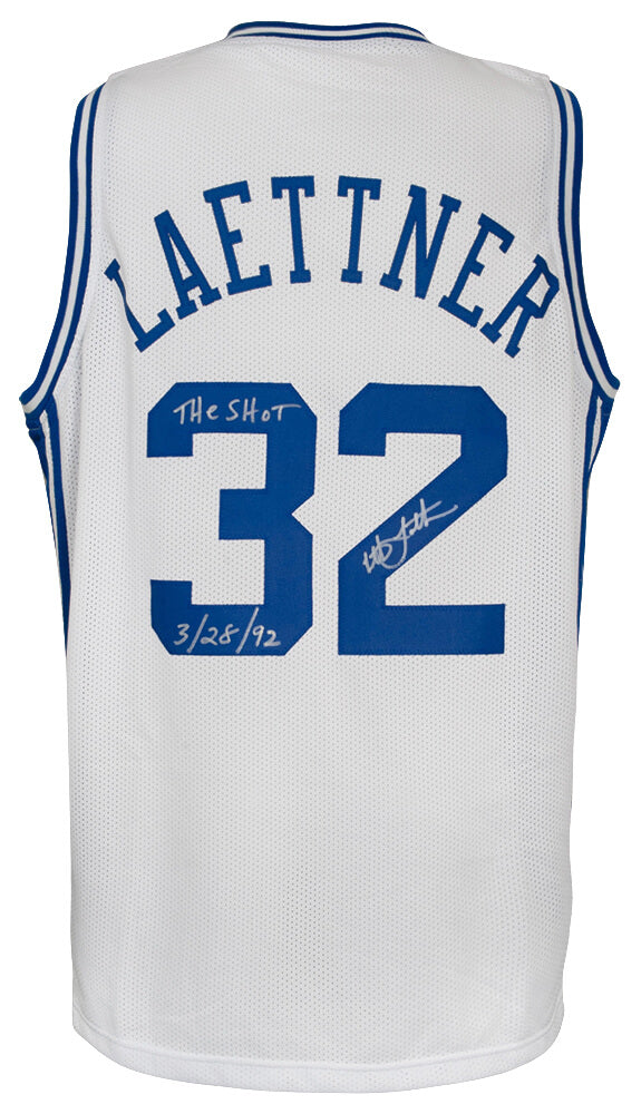 Christian Laettner Autographed White Custom College Basketball Jersey with The Shot 3-28-92-Powers Sports Memorabilia