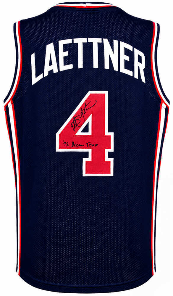 Christian Laettner Autographed USA Navy Custom Basketball Jersey with 1992 Dream Team-Powers Sports Memorabilia