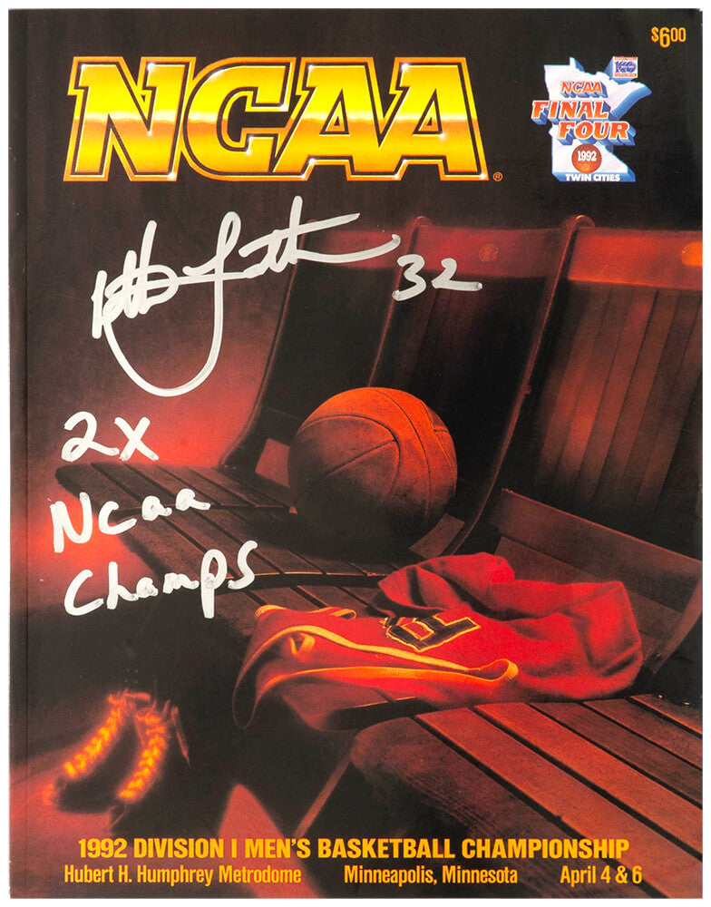 Christian Laettner Autographed 1992 NCAA Final Four Men's Basketball Championship Program with 2x NCAA Champs-Powers Sports Memorabilia