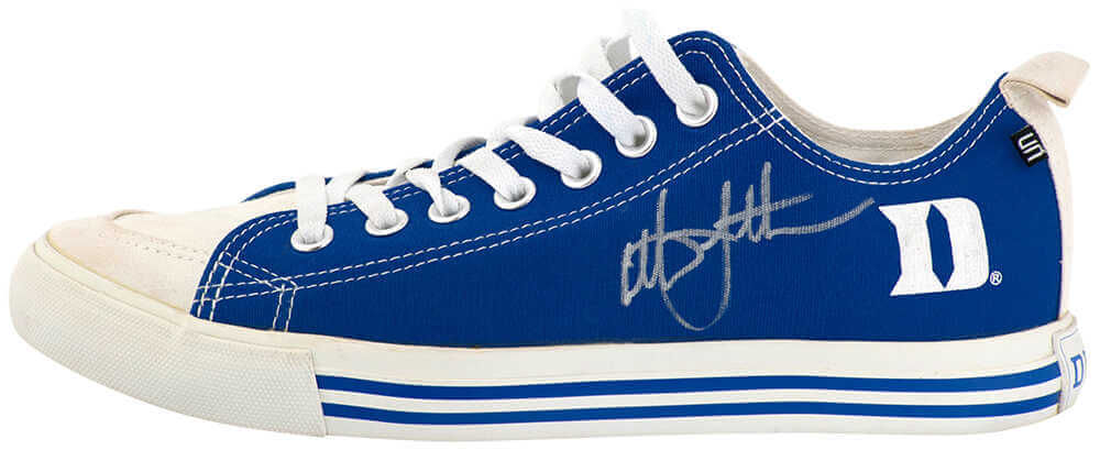 Christian Laettner Autographed Duke SKICKS White & Blue Shoe (Right Foot)-Powers Sports Memorabilia