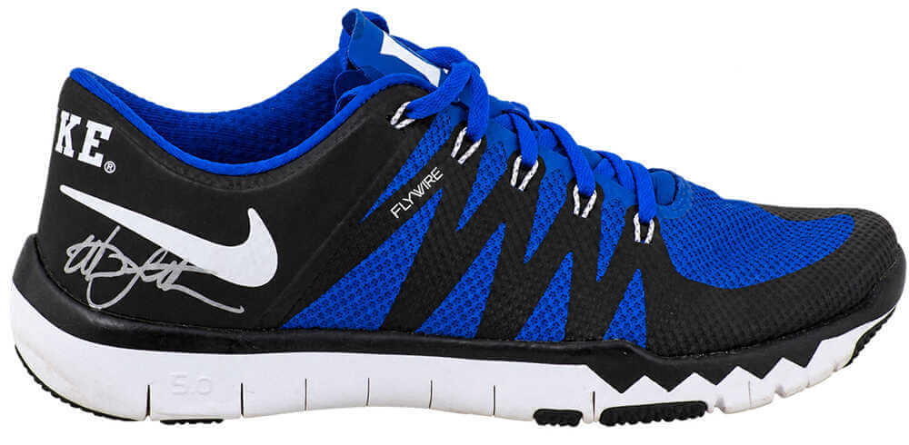 Christian Laettner Autographed Duke Nike Flywire Black & Blue Shoe-Powers Sports Memorabilia
