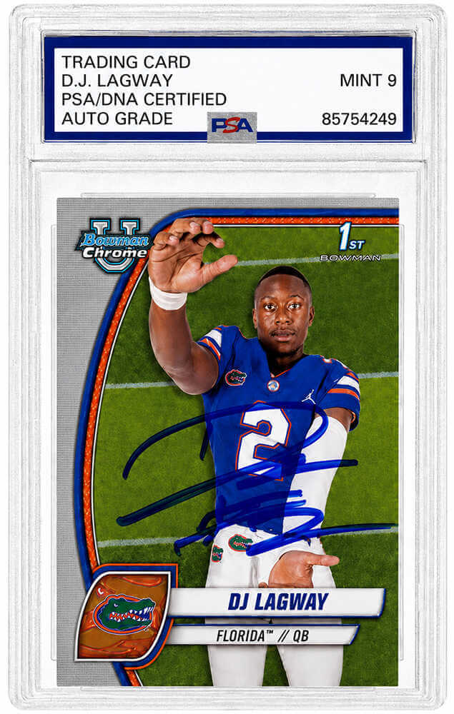 DJ Lagway Autographed 2024 Bowman Chrome Football Card #63 PSA-Powers Sports Memorabilia