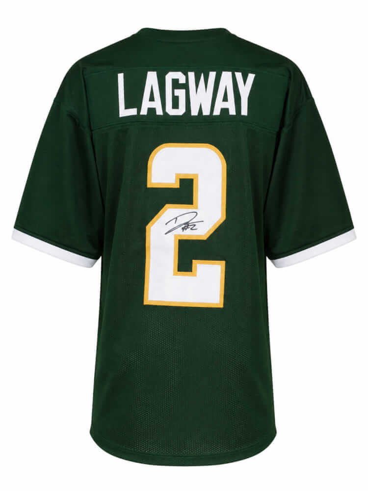 DJ Lagway Autographed Green Custom College Football Jersey-Powers Sports Memorabilia