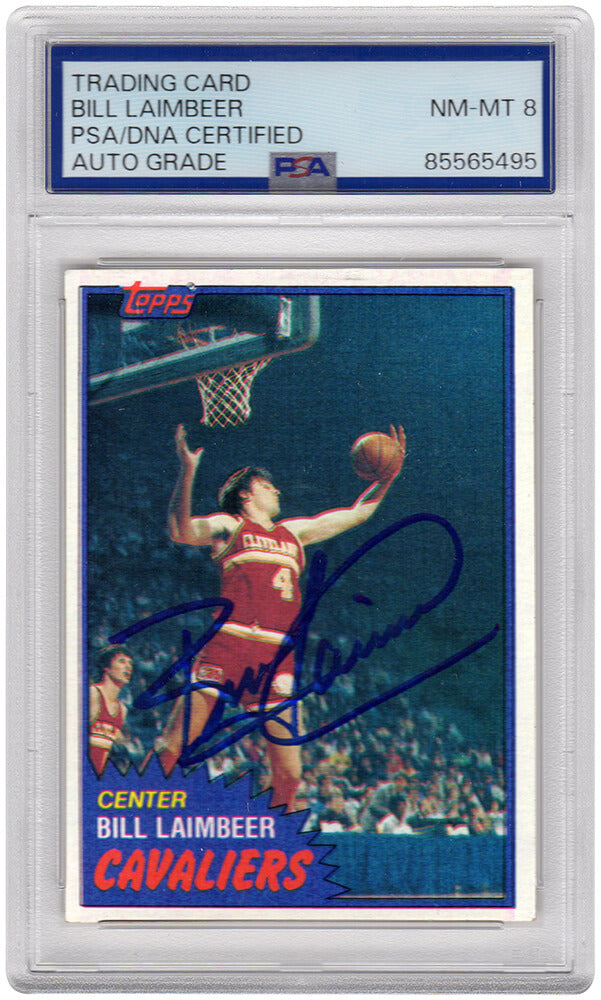 Bill Laimbeer Autographed Cavaliers 1981 Topps Rookie Basketball Card #74W (PSA / Autographed Grade 8)-Powers Sports Memorabilia