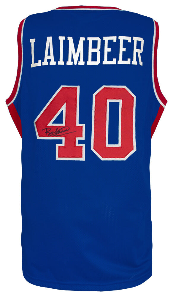 Bill Laimbeer Autographed Blue Custom Basketball Jersey-Powers Sports Memorabilia