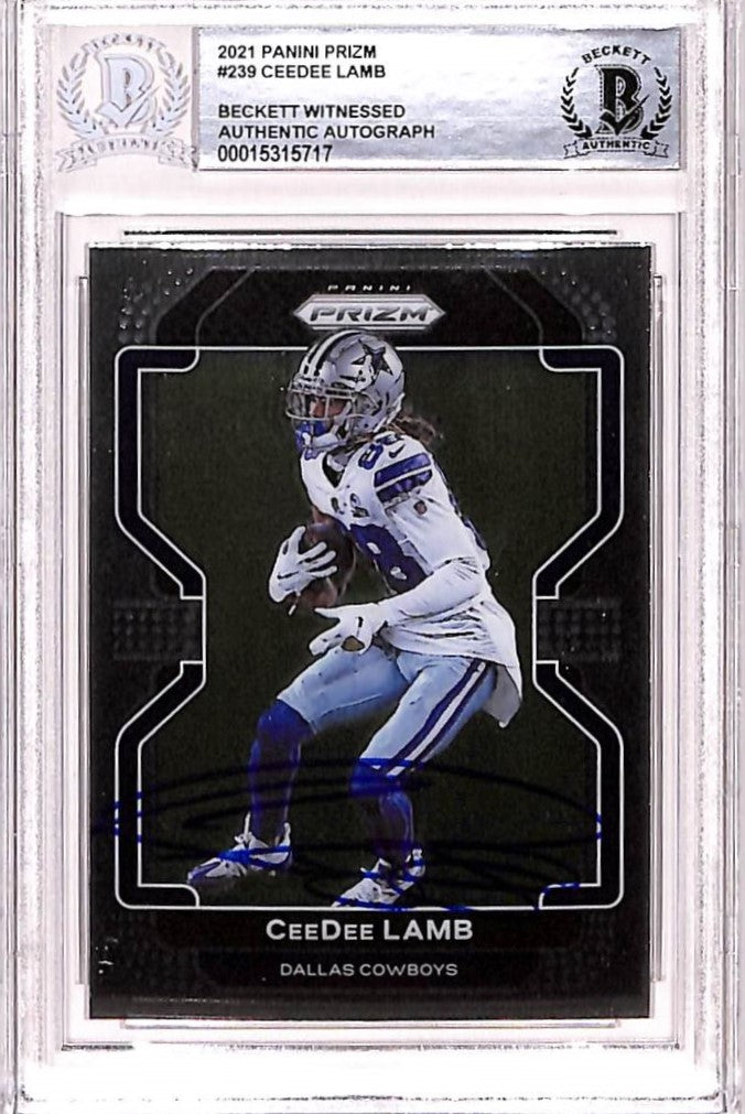 CeeDee Lamb 2021 Prizm #239 Trading Signed Card – Beckett Authenticated-Powers Sports Memorabilia
