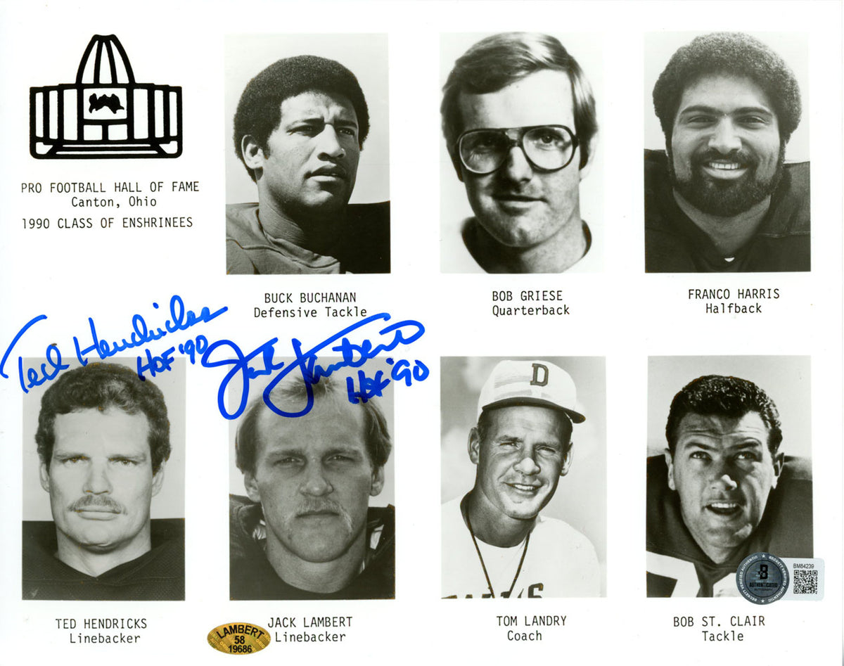 Jack Lambert & Ted Hendricks Hall Of Fame Signed 8x10 Photo - Beckett Beckett-Powers Sports Memorabilia