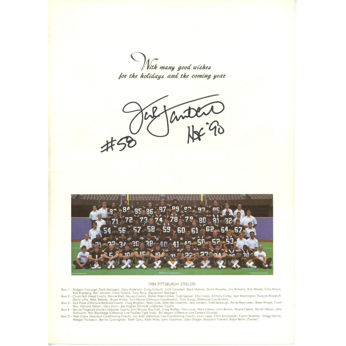 Jack Lambert Pittsburgh Steelers Signed Mini Helmet - Christmas HOF Beckett Beckett-Powers Sports Memorabilia