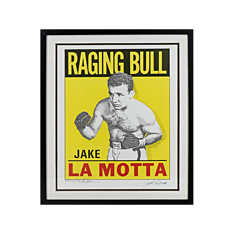 Jake LaMotta Signed Framed Raging Bull Art Print LE 250 (Brandon Steiner LOA)-Powers Sports Memorabilia