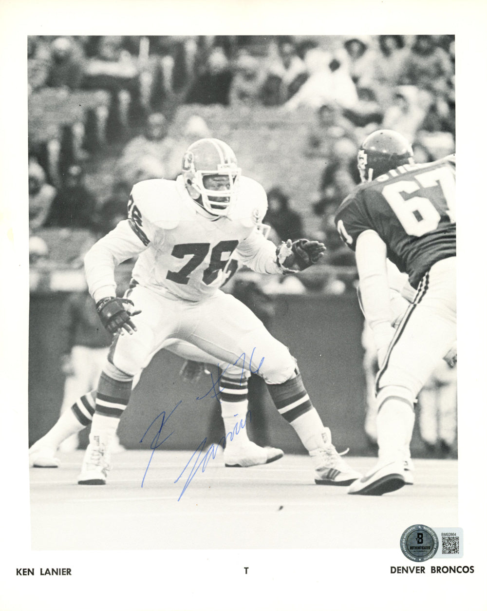 Ken Lanier Denver Broncos Signed 8x10 Photo - Beckett Beckett-Powers Sports Memorabilia
