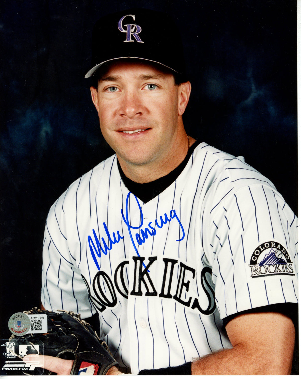 Mike Lansing Colorado Rockies Signed 8x10 Photo - Beckett Beckett-Powers Sports Memorabilia