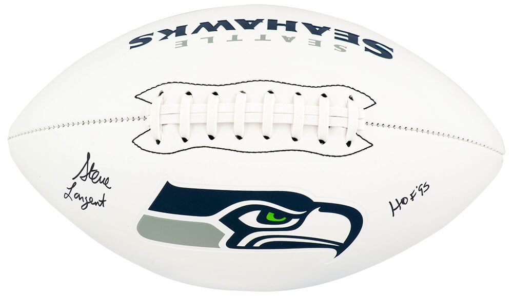 Steve Largent Autographed Seattle Seahawks Franklin White Logo Football with HOF'95-Powers Sports Memorabilia