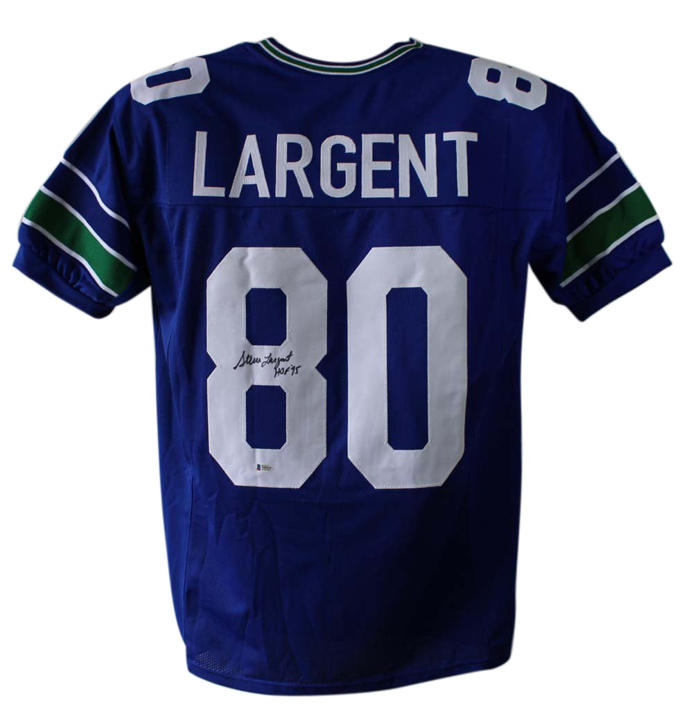 Steve Largent Signed Pro Style XL Blue Jersey HOF – Beckett Authenticated-Powers Sports Memorabilia