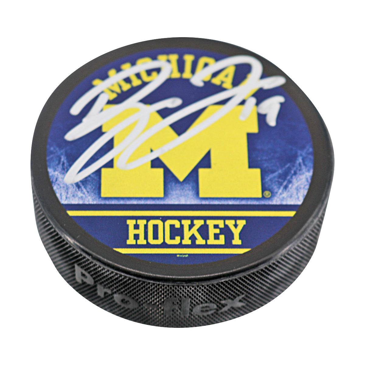 Dylan Larkin Signed University of Michigan Wolverines Hockey Puck (Fanatics Auth)-Powers Sports Memorabilia