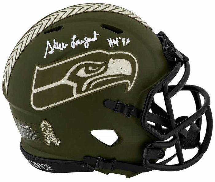Steve Largent Autographed Seattle Seahawks SALUTE Riddell Speed Mini Helmet with HOF'95-Powers Sports Memorabilia