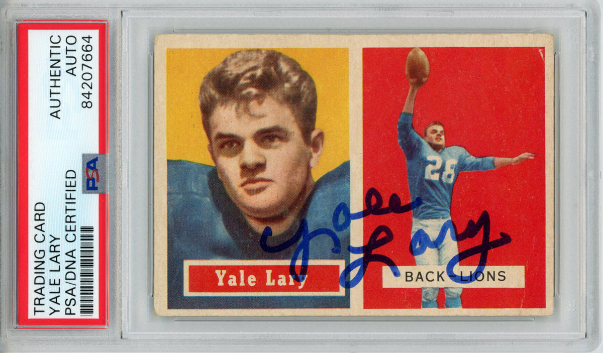 Yale Lary Detroit Lions Signed Card - 1957 Topps #68 PSA Slab PSA-Powers Sports Memorabilia