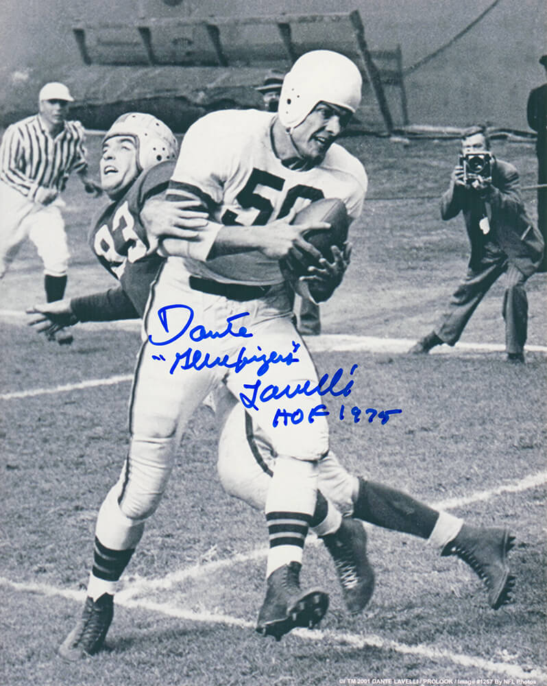Dante Lavelli Cleveland Browns Autographed B&W Action 8x10 Photo-Powers Sports Memorabilia
